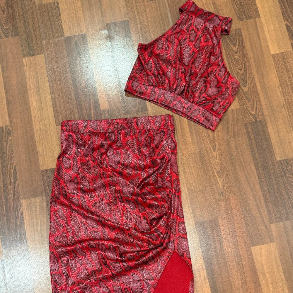 Red Snake skin two piece in a size S